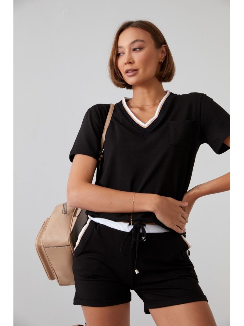 Set de vara dama cu pantaloni scurti, negru, FK619 - Magazin online - Boutique